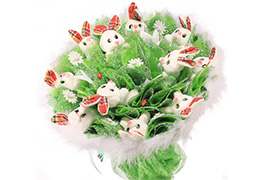 Букет из плюшевых зайчат 1